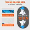 VEVOR 12.7mm Static Climbing Rope, 45.7M(150ft) Outdoor Rock Climbing Rope 32KN Breaking Tension, Fiber Rope with Steel Snap Hooks for Escape