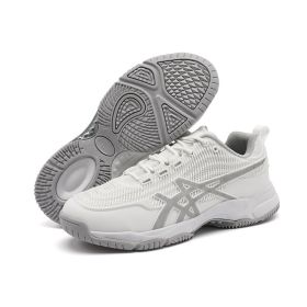 Men's new badminton shoes Fashion comfortable breathable men's and women's sports shoes casual men's shoes (Color: White grey, size: 36)