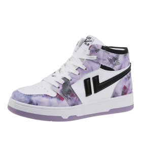 Women's new comfortable breathable fashion high top board shoes sports casual shoes (Color: Purple, size: 40)