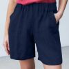 Cotton Linen Solid Shorts Female Elastic Waist Knee-length Pocket Short Women 2021 Summer Fashion Thin Soft Women's Homewear