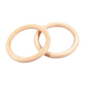 1 Piece Birch Wood Gymnastic Rings Pull Up Gym Ring for Home Fitness Strength Training Adjustable Straps for Optional (Color: 32mm)