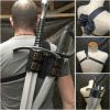 Medieval Retro Sword Shoulder Back Sheath Frog Holder for Adult Men Warrior Costume Rapier Leather Buckle Holster